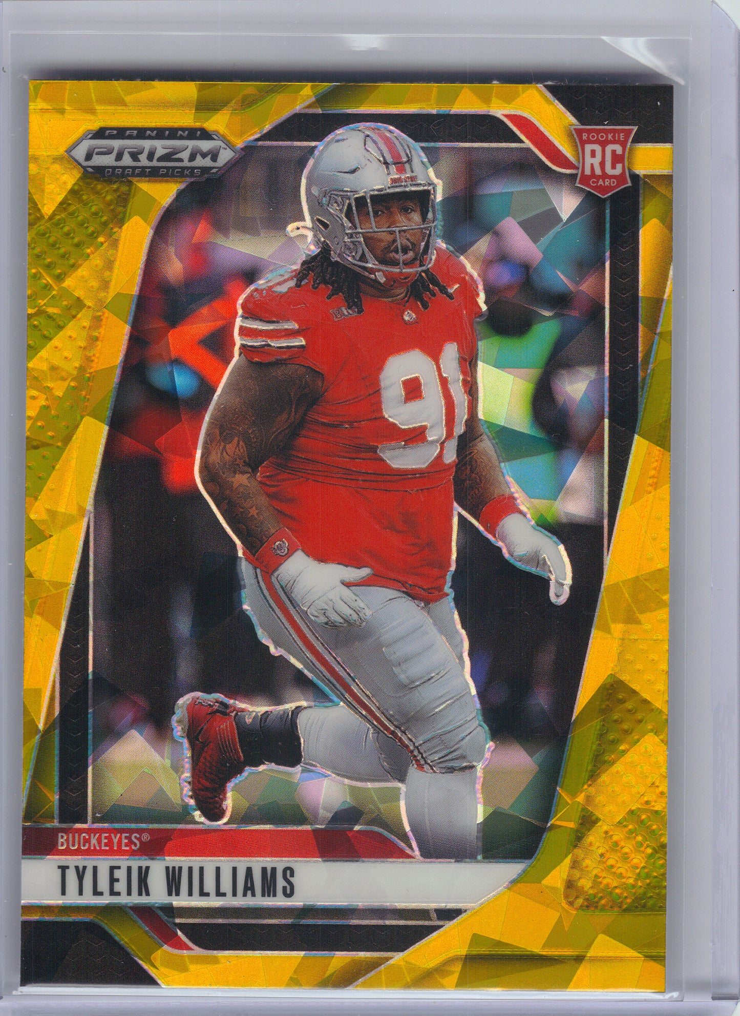2025 Panini Prizm Draft Picks #82 Tyleik Williams Prizms Gold Ice Ohio State Buckeyes