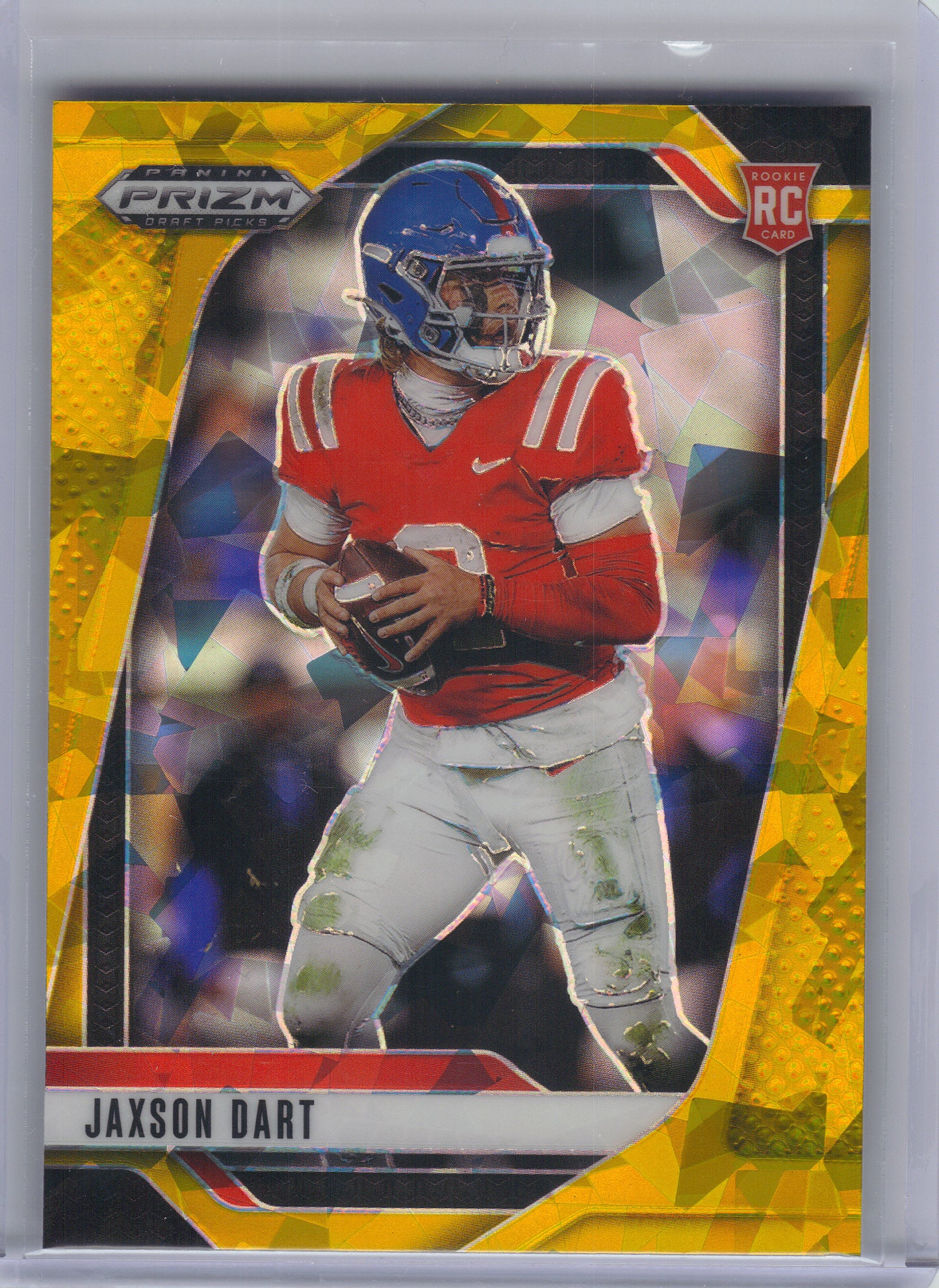 2025 Panini Prizm Draft Picks #90 Jaxson Dart Prizms Gold Ice Ole Miss Rebels