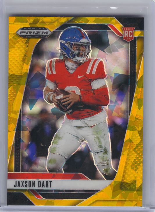 2025 Panini Prizm Draft Picks #90 Jaxson Dart Prizms Gold Ice Ole Miss Rebels