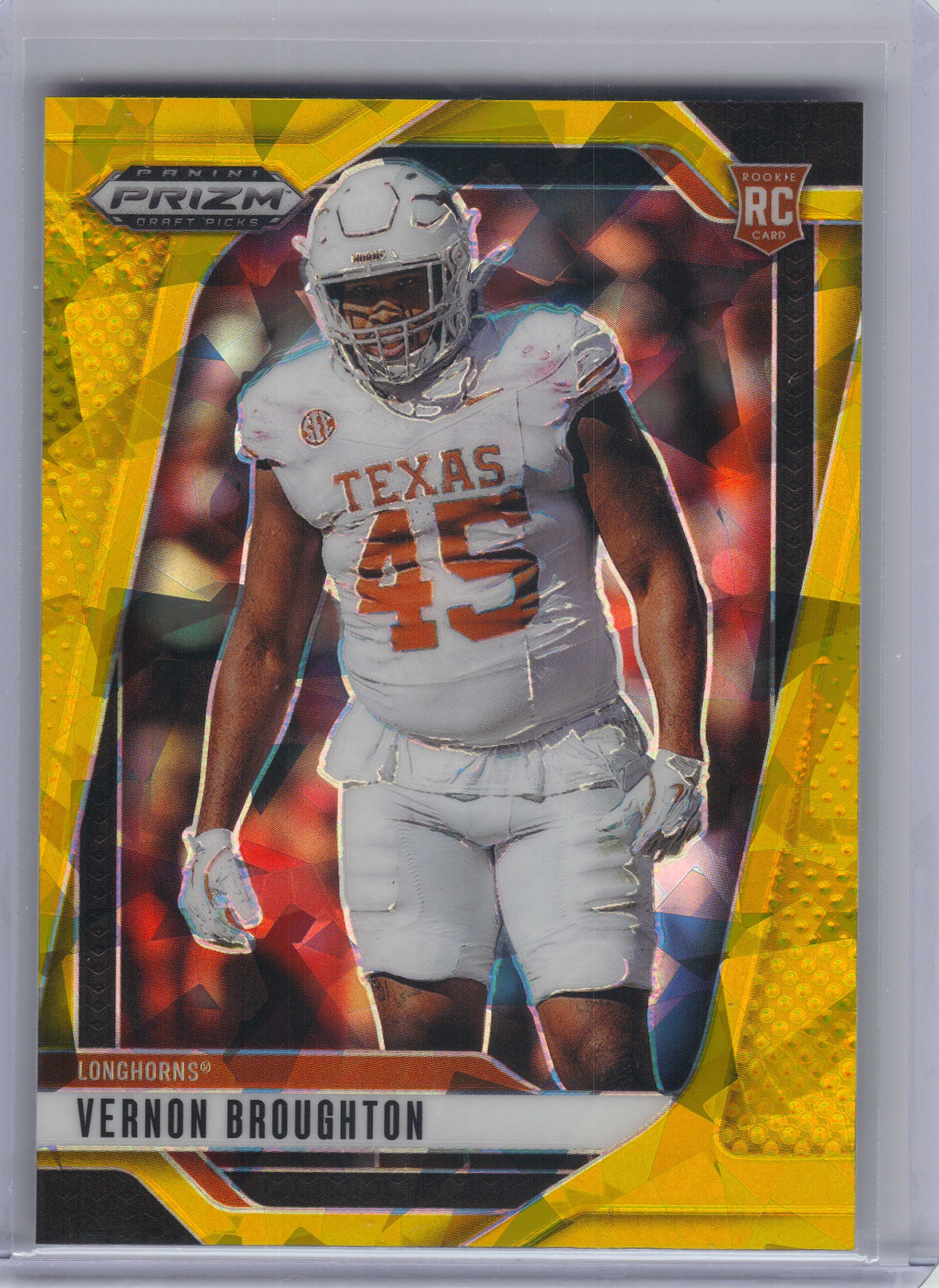 2025 Panini Prizm Draft Picks #125 Vernon Broughton Prizms Gold Ice Texas Longhorns