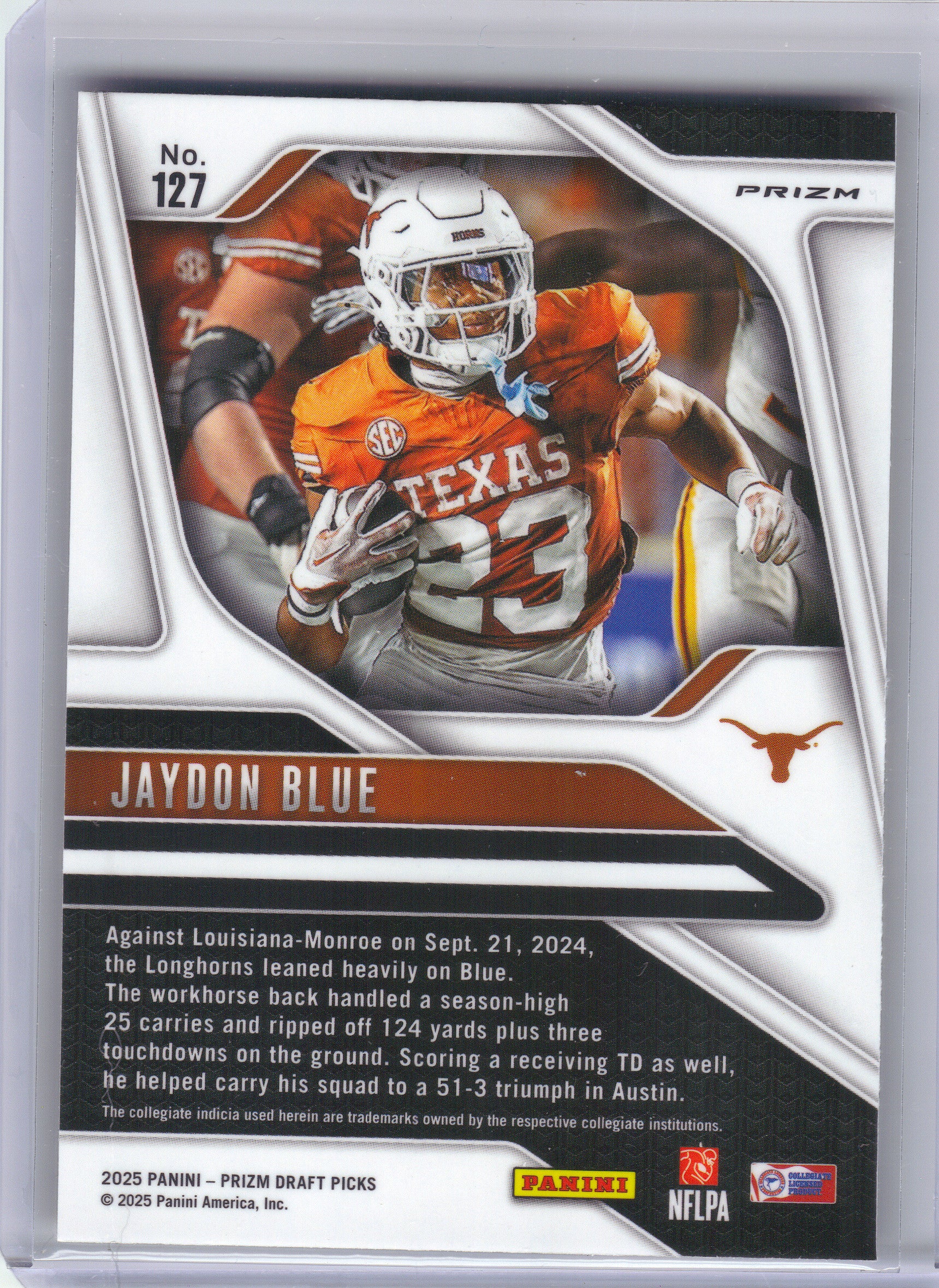 2025 Panini Prizm Draft Picks #127 Jaydon Blue Prizms Gold Ice Texas Longhorns