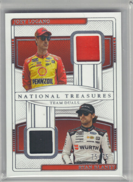 2025 Panini National Treasures #TD-LB Joey Logano / Ryan Blaney Team Duals Bookend Team Penske SN, MEM