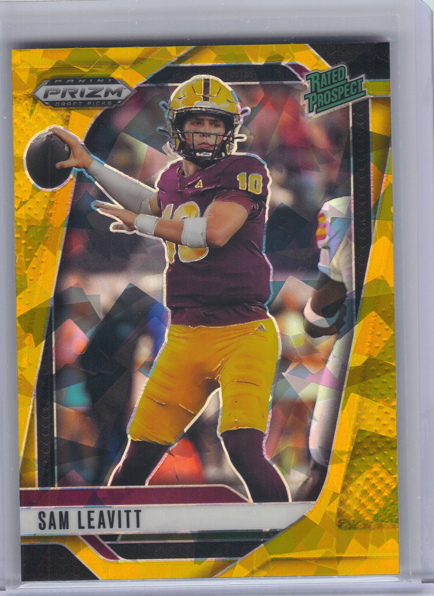 2025 Panini Prizm Draft Picks #6 Sam Leavitt Prizms Gold Ice Arizona State Sun Devils