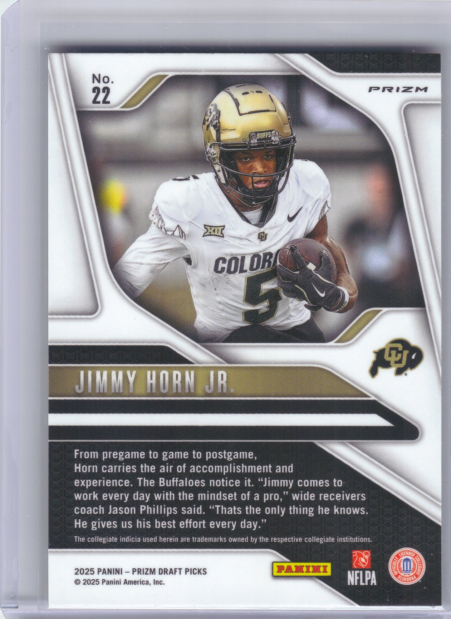 2025 Panini Prizm Draft Picks #22 Jimmy Horn Jr. Prizms Gold Ice Colorado Buffaloes