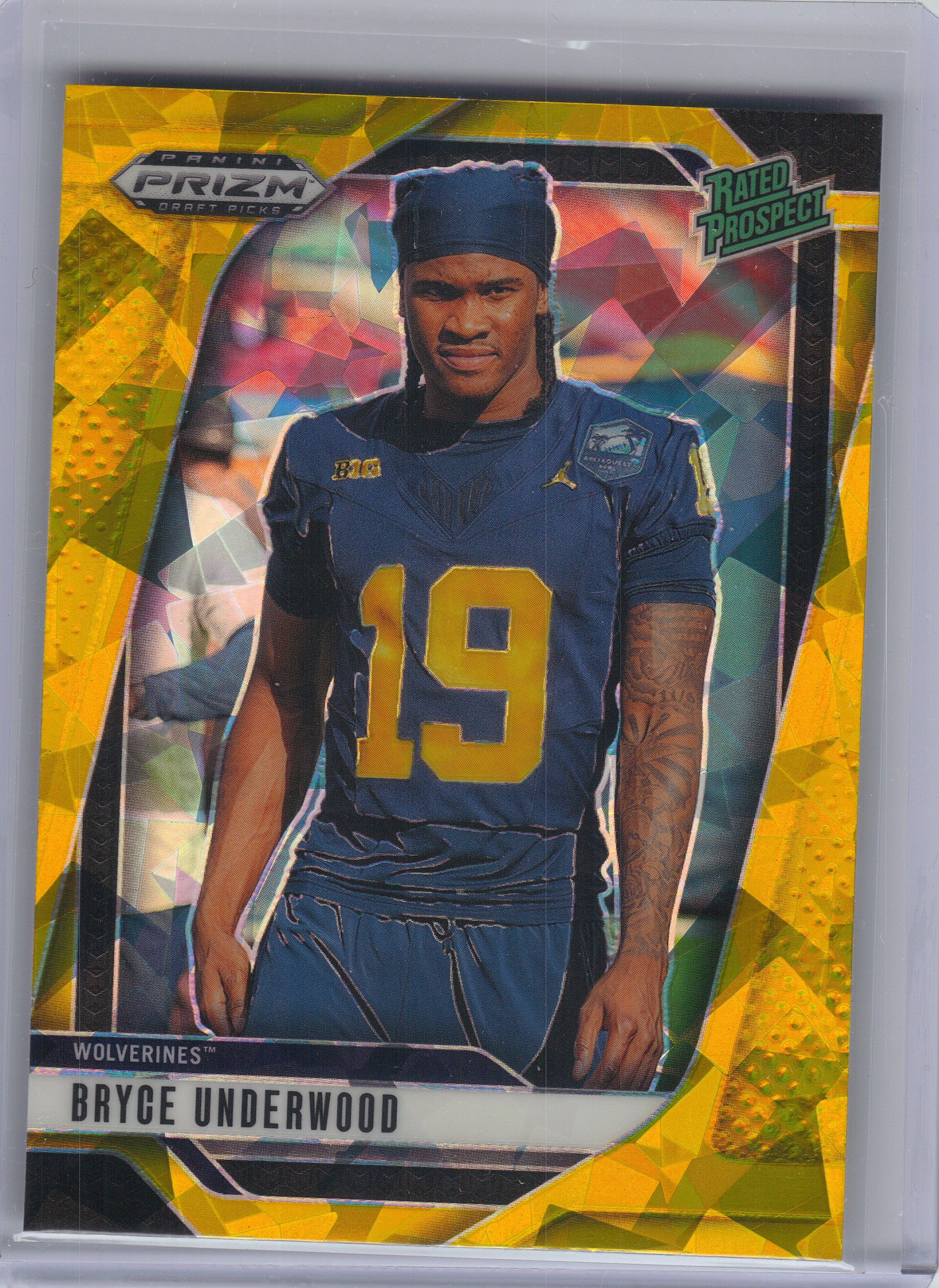 2025 Panini Prizm Draft Picks #28 Bryce Underwood Prizms Gold Ice Michigan Wolverines