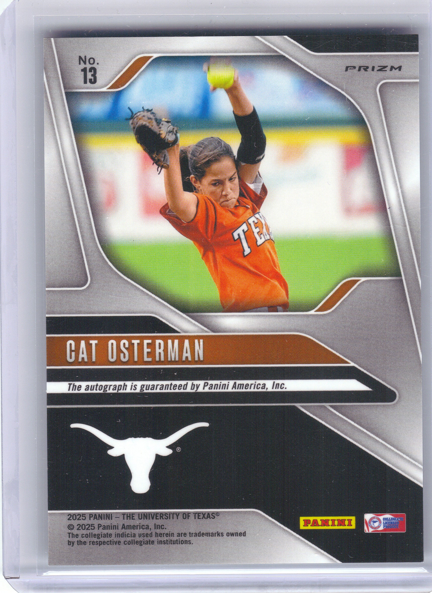 2025 Panini NIL Texas Longhorns #13 Cat Osterman Prizm Silver Texas Longhorns AU