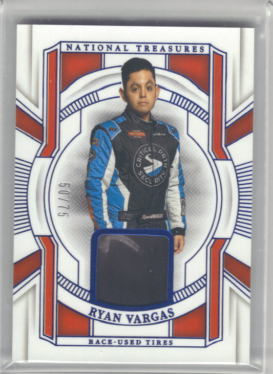 2025 Panini National Treasures #RUT-RVG Ryan Vargas Race Used Tires Blue #/75 On Point Motorsports SN, MEM