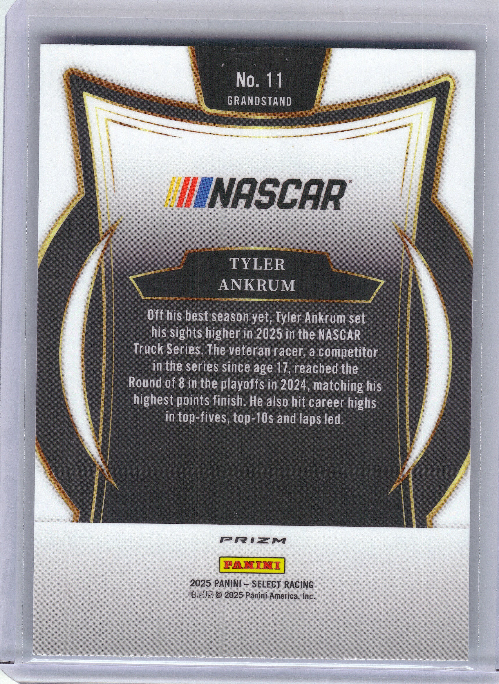 2025 Panini Select #11 Tyler Ankrum Silver Prizms McAnally-Hilgemann Racing