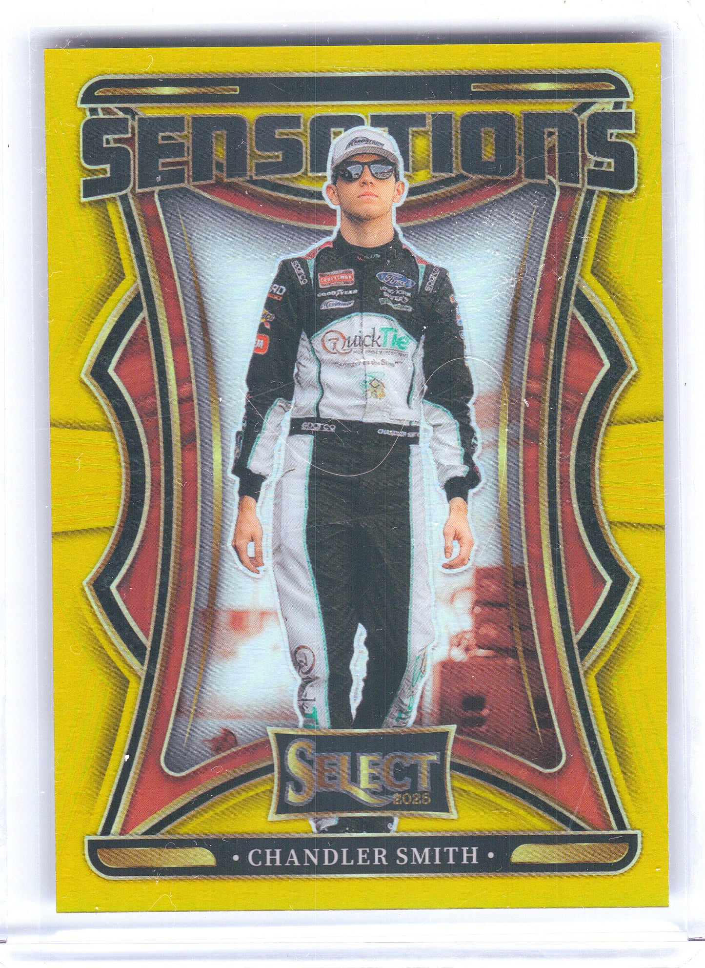 2025 Panini Select #26 Sheldon Creed Sensations Gold Prizms #/10 Haas Factory Team SN