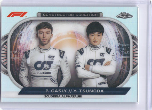 2022 Topps Chrome Formula 1 #CC-AT Pierre Gasly / Yuki Tsunoda Constructors Coalition Scuderia AlphaTauri