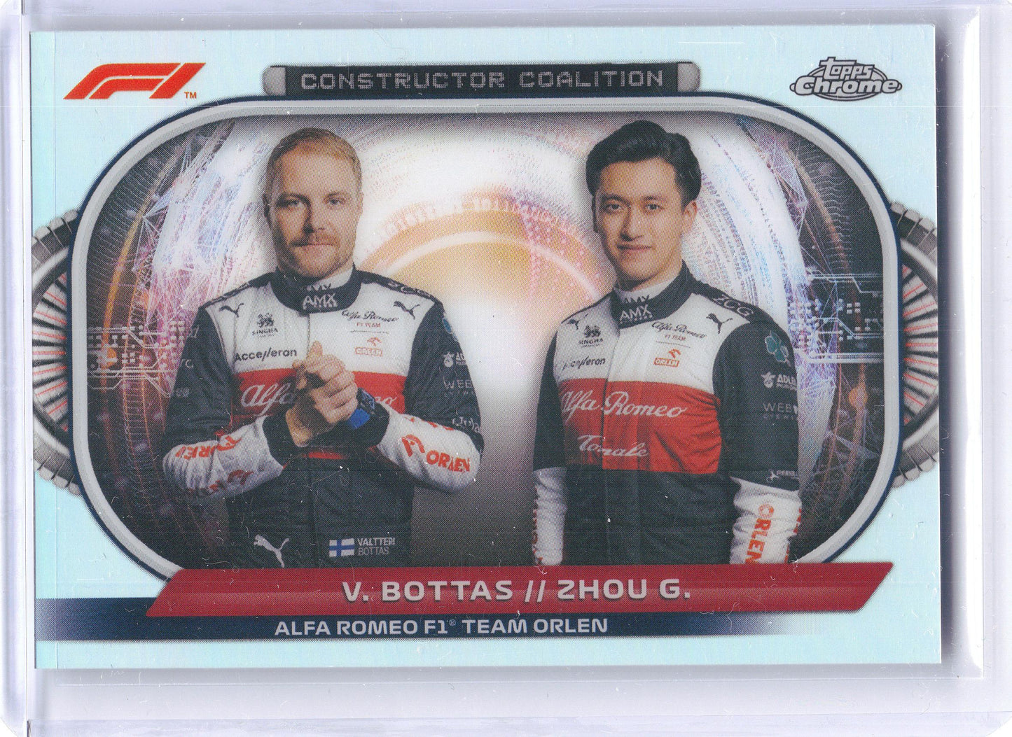2022 Topps Chrome Formula 1 #CC-AR Valtteri Bottas / Zhou Guanyu Constructors Coalition Alfa Romeo F1 Team Orlen