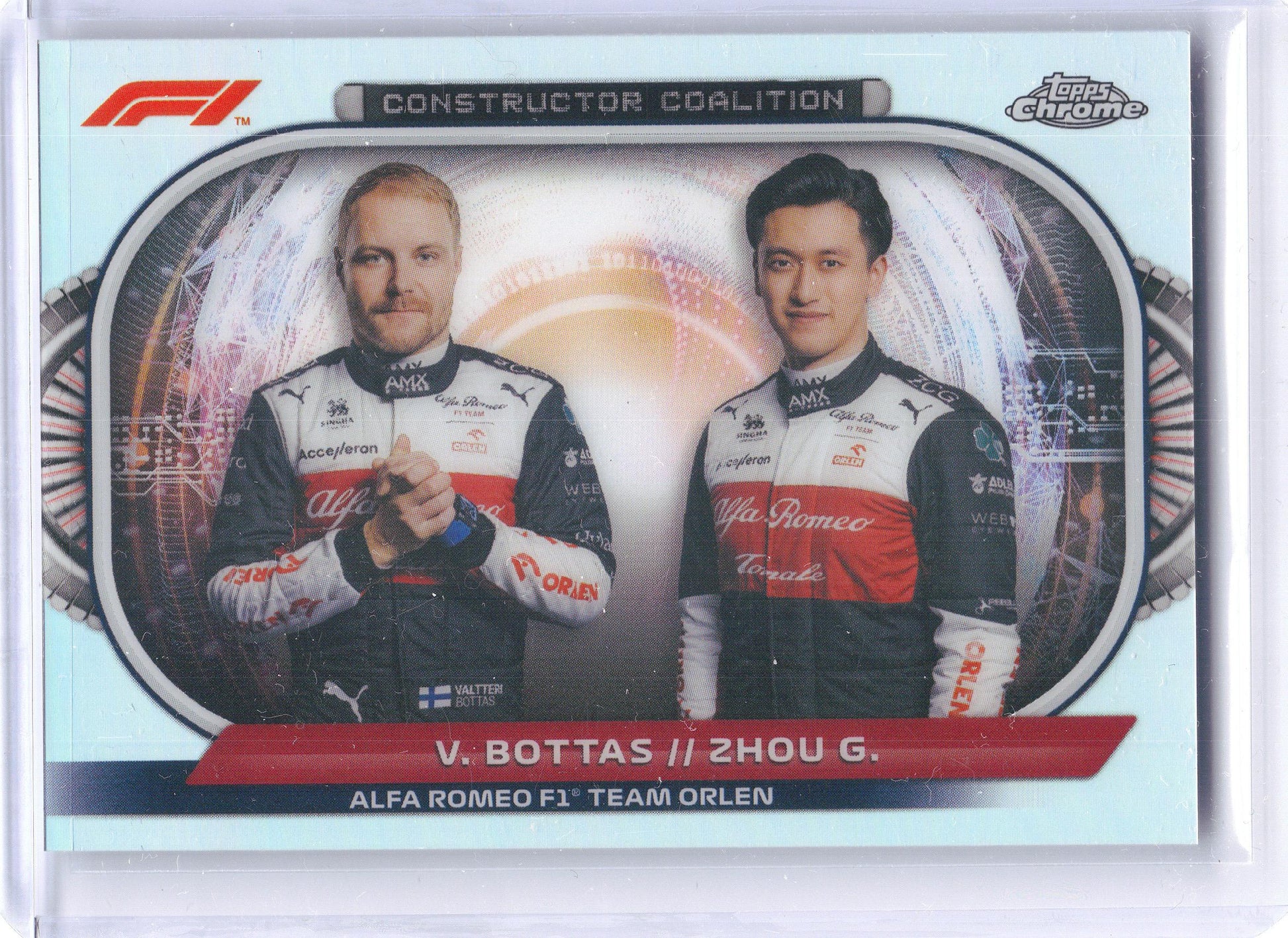 2022 Topps Chrome Formula 1 #CC-AR Valtteri Bottas / Zhou Guanyu Constructors Coalition Alfa Romeo F1 Team Orlen
