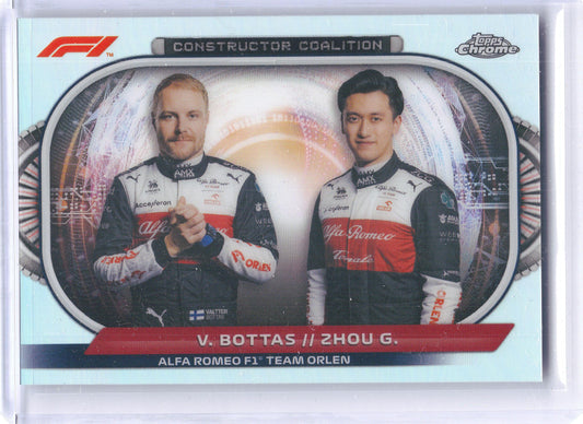 2022 Topps Chrome Formula 1 #CC-AR Valtteri Bottas / Zhou Guanyu Constructors Coalition Alfa Romeo F1 Team Orlen