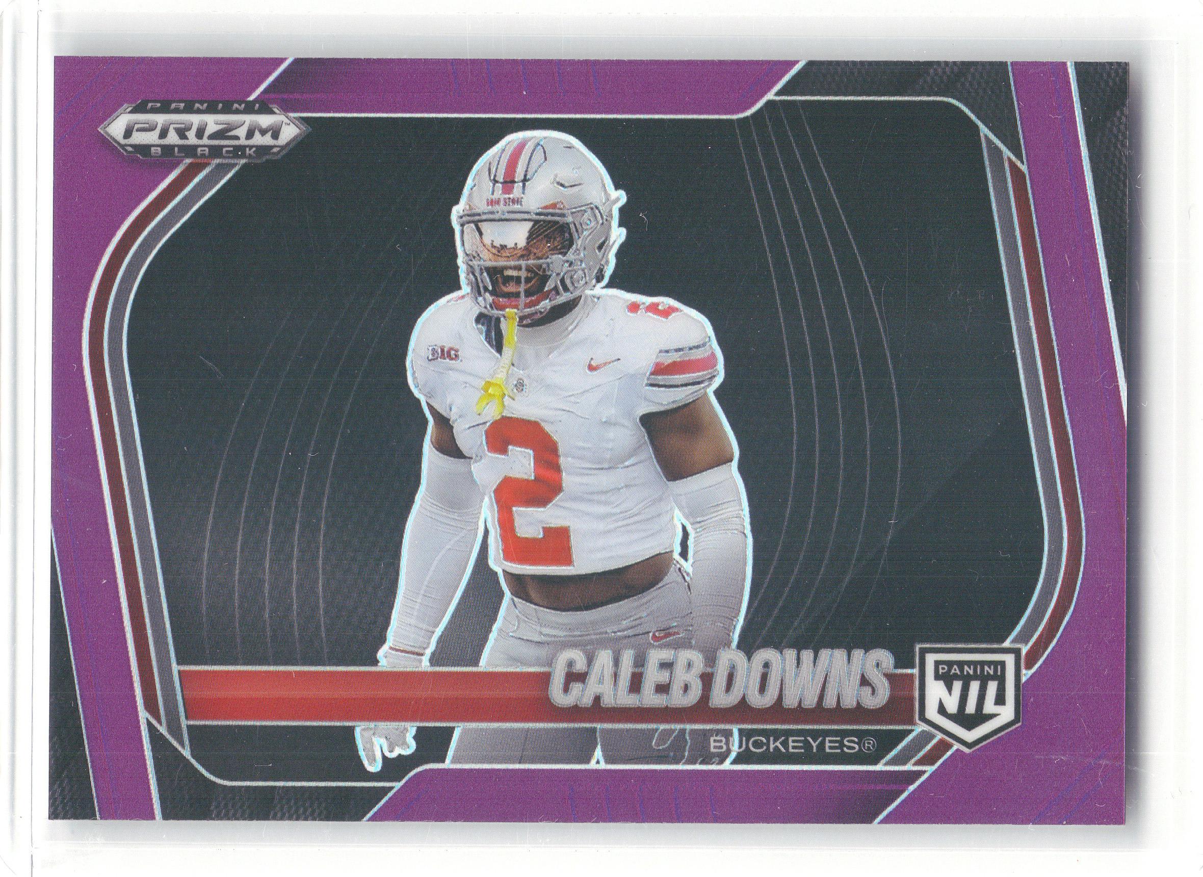 2025 Panini Prizm Black #190 Caleb Downs Prizms Purple #/99 Ohio