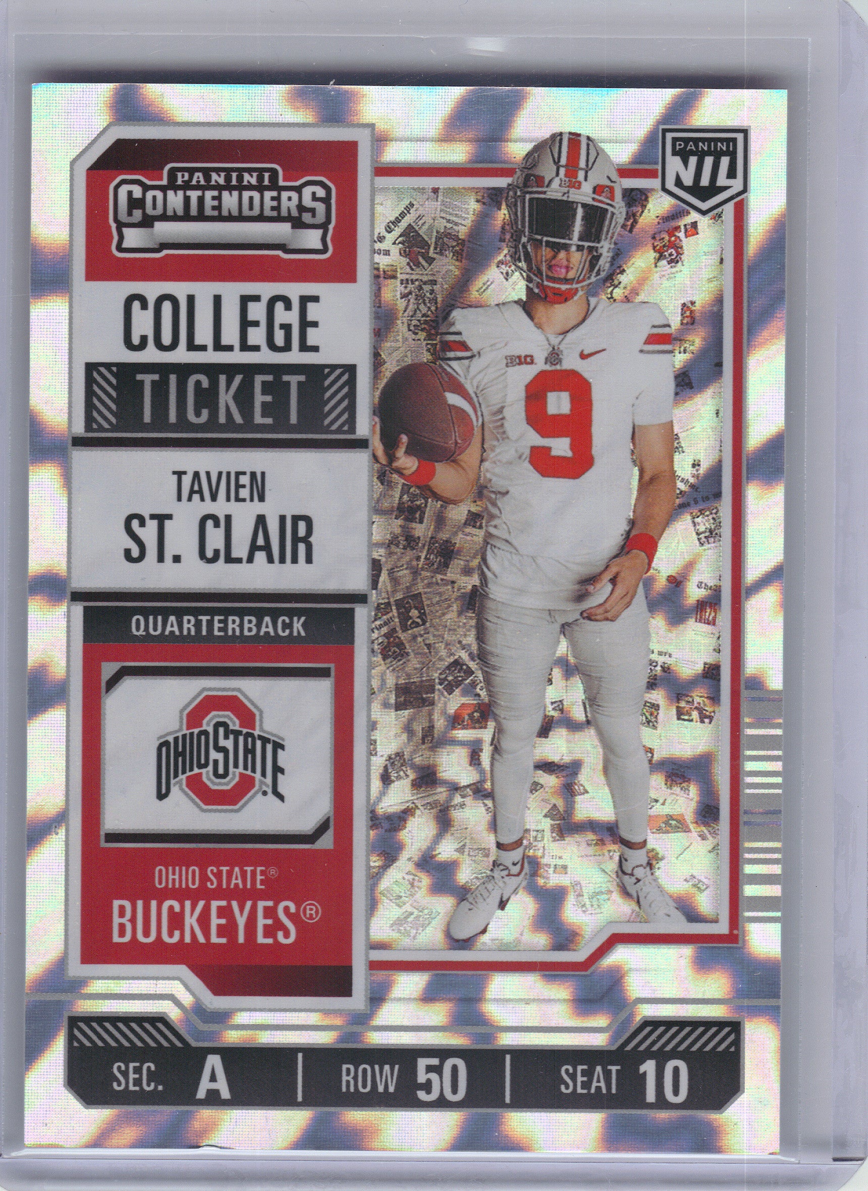 2025 Panini Ohio State University #5 Tavien St. Clair Lightning Spokes #/99 Ohio State Buckeyes SN