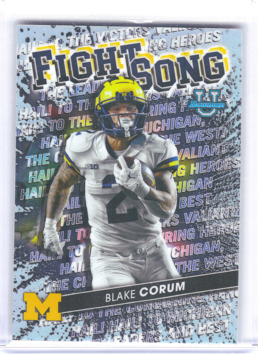 2022-23 Bowman's Best University #FS-11 Blake Corum Fight Song Michigan Wolverines
