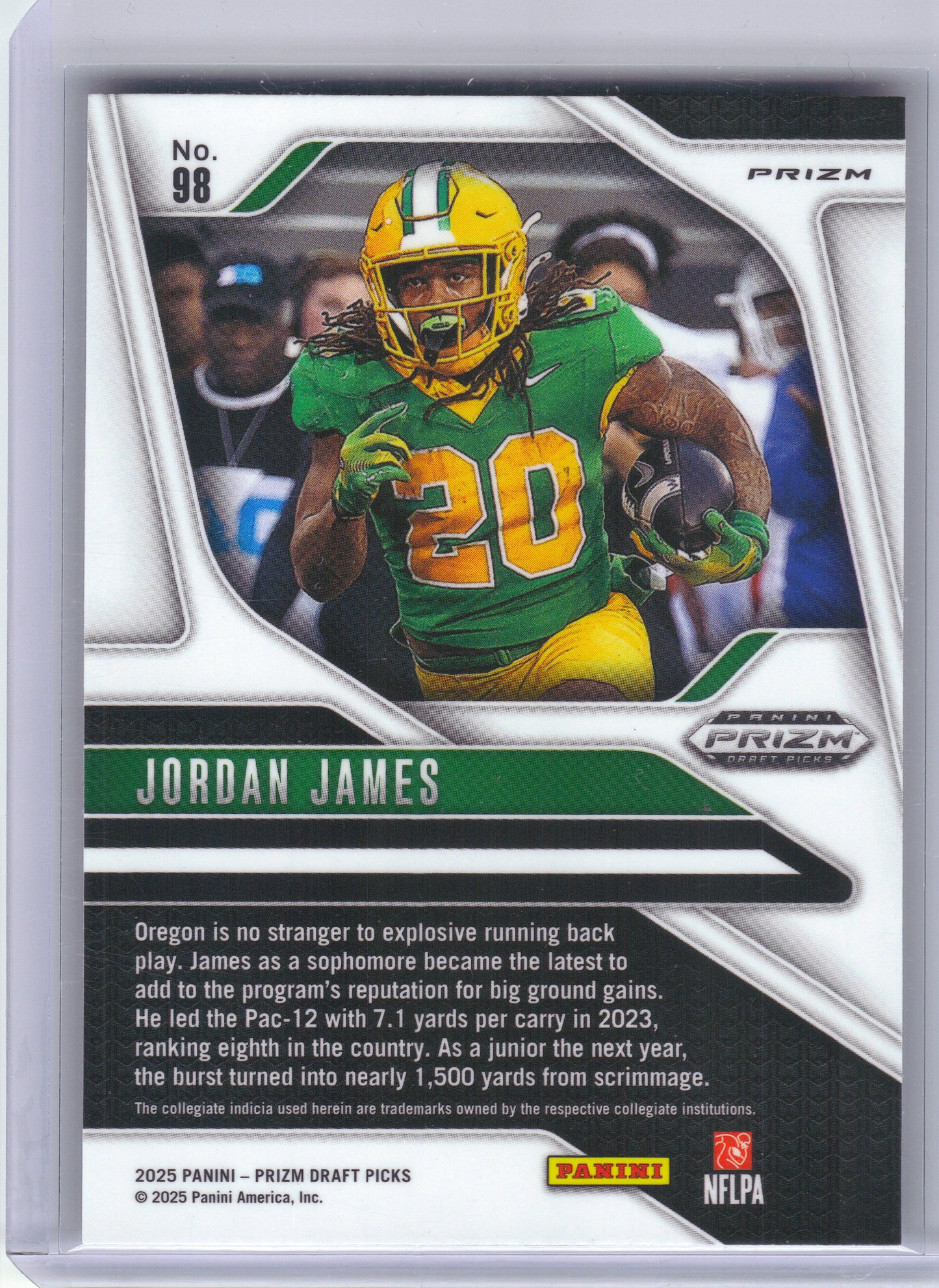 2025 Panini Prizm Draft Picks #98 Jordan James Prizms Red #/399 Oregon Ducks SN