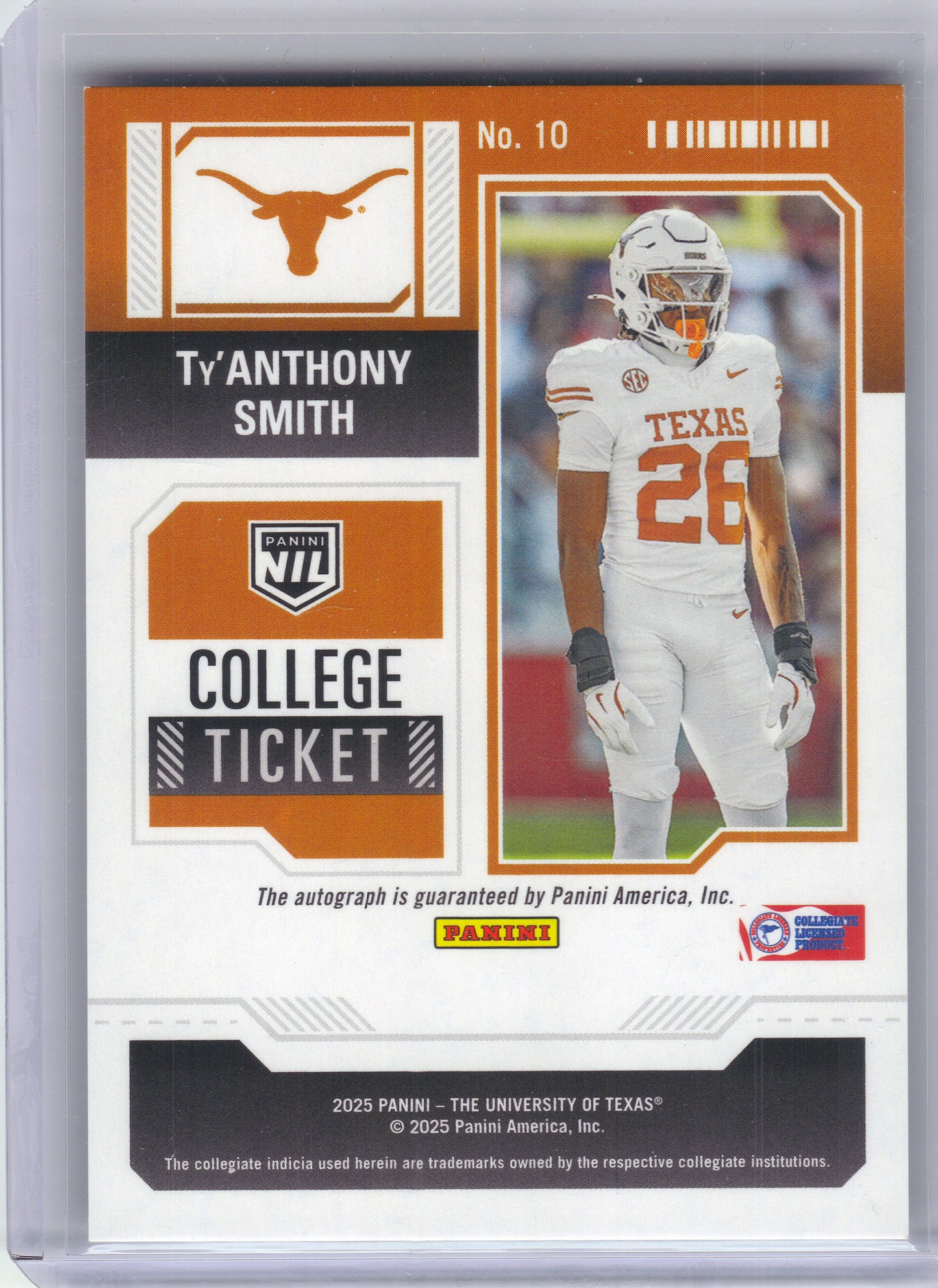 2025 Panini The University of Texas #10 Ty'Anthony Smith Swirl /199 Ohio State Buckeyes Auto