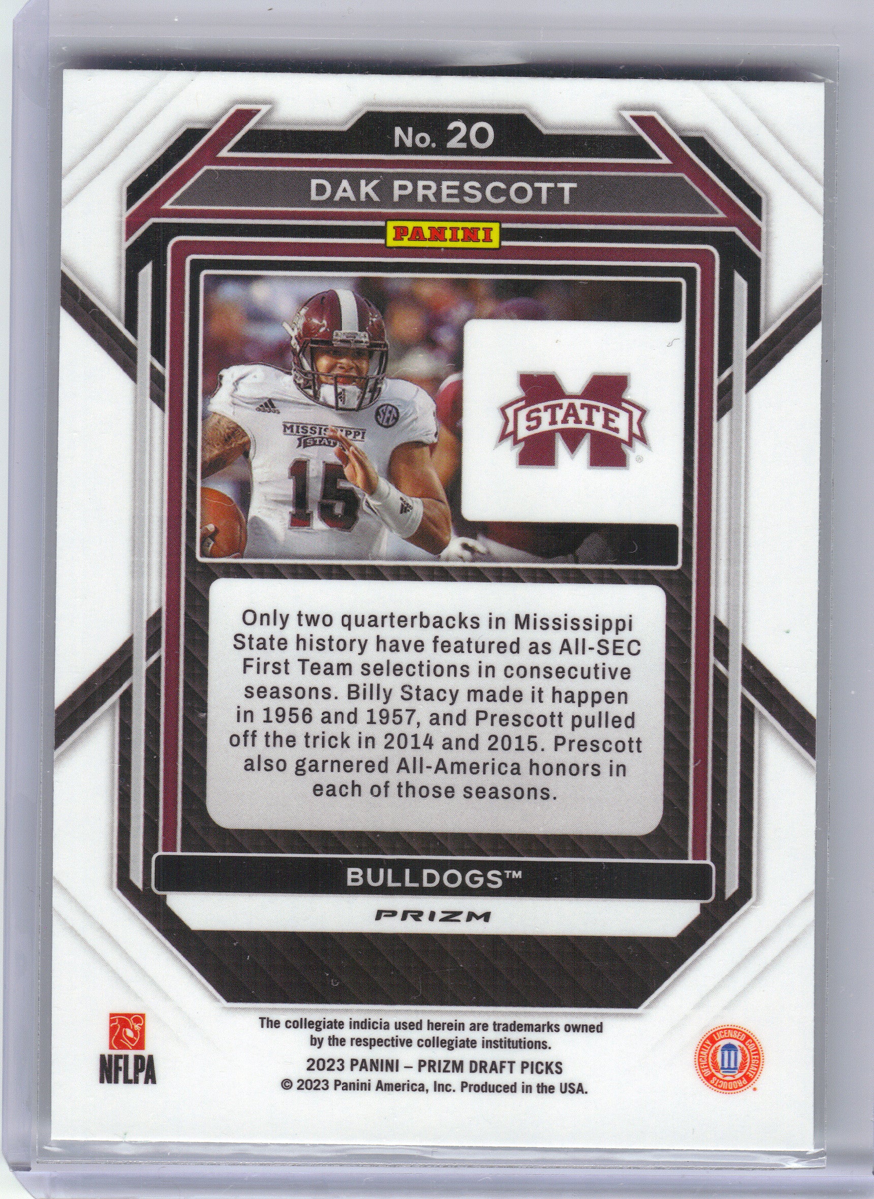 2023 Panini Prizm Draft Picks #20 Dak Prescott Prizms Green Mississippi State Bulldogs