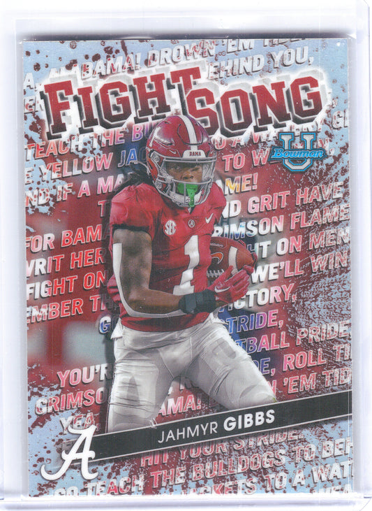 2022-23 Bowman's Best University #FS-20 Jahmyr Gibbs Fight Song Alabama Crimson Tide