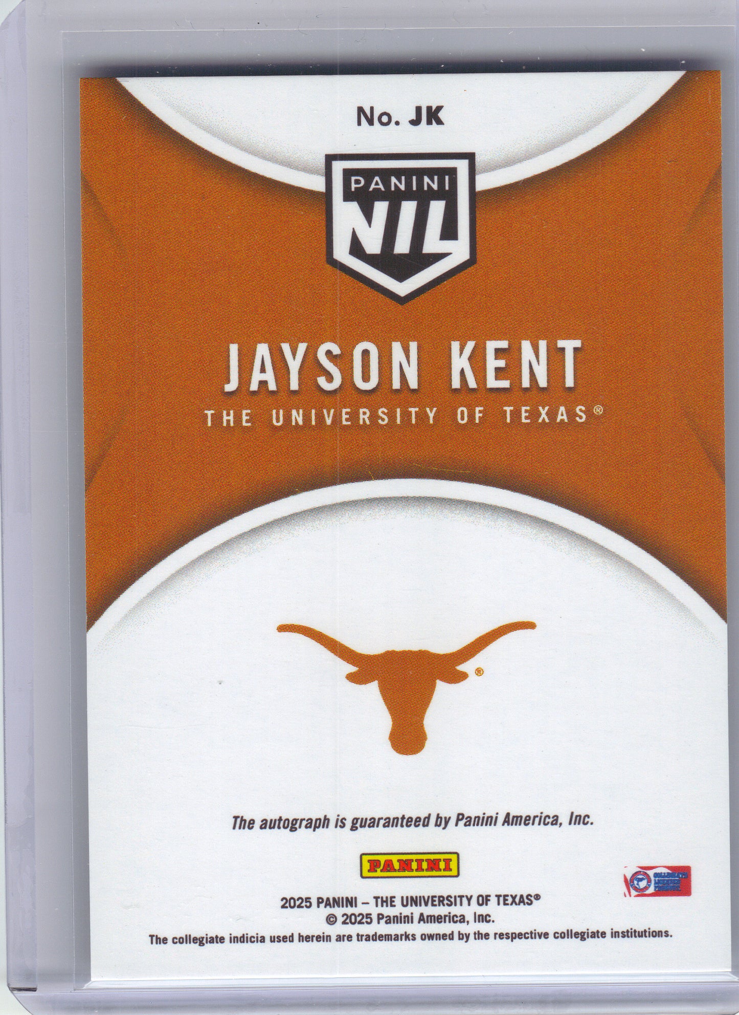 2025 Panini NIL Texas Longhorns #JK Jayson Kent NIL Autographs Texas Longhorns AU