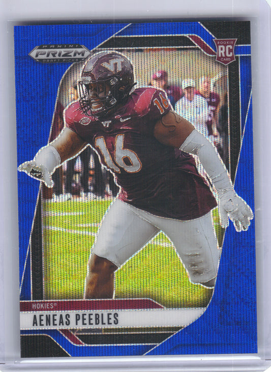 2025 Panini Prizm Draft Picks #145 Aeneas Peebles Prizms Blue Wave #/299 Virginia Tech Hokies SN