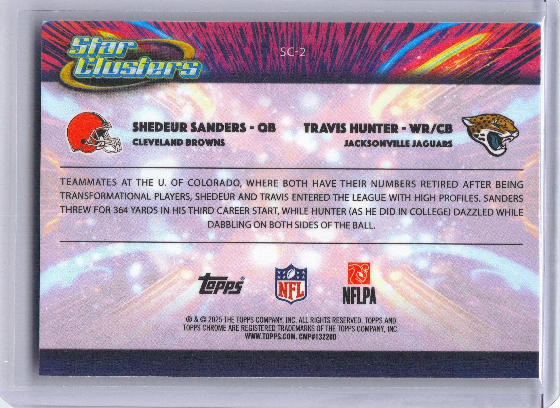 2025 Topps Chrome Cosmic #SC-2 Travis Hunter / Shedeur Sanders Star Clusters x