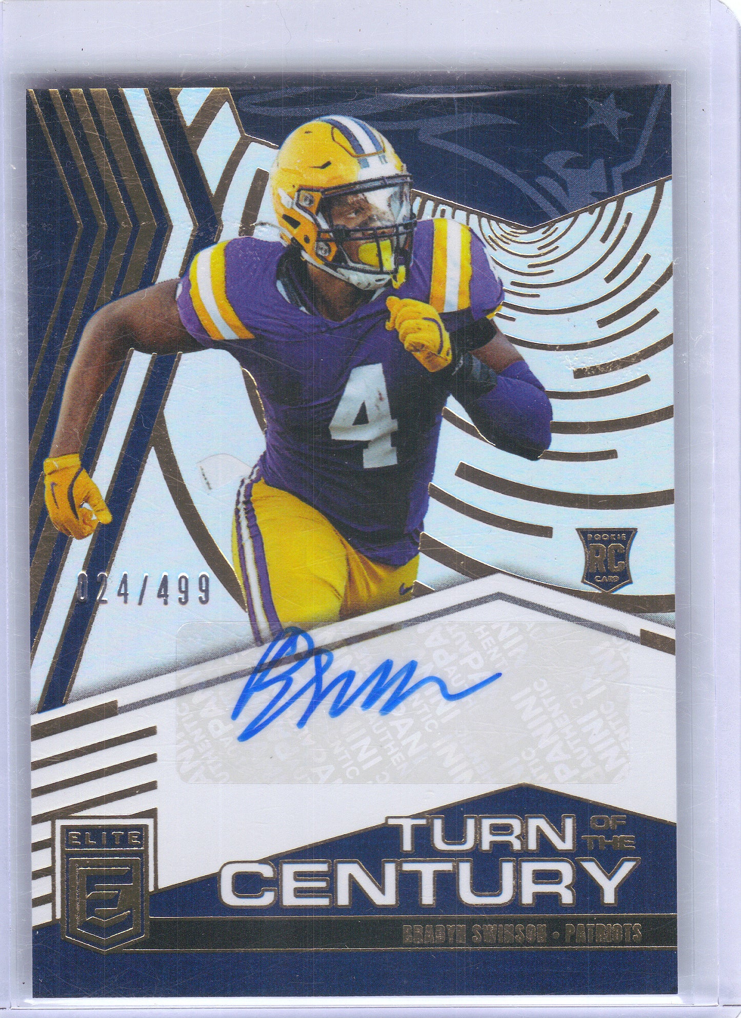 2025 Donruss Elite #TOC-BSW Bradyn Swinson Turn of the Century Autographs #/499 New England Patriots SN, AU