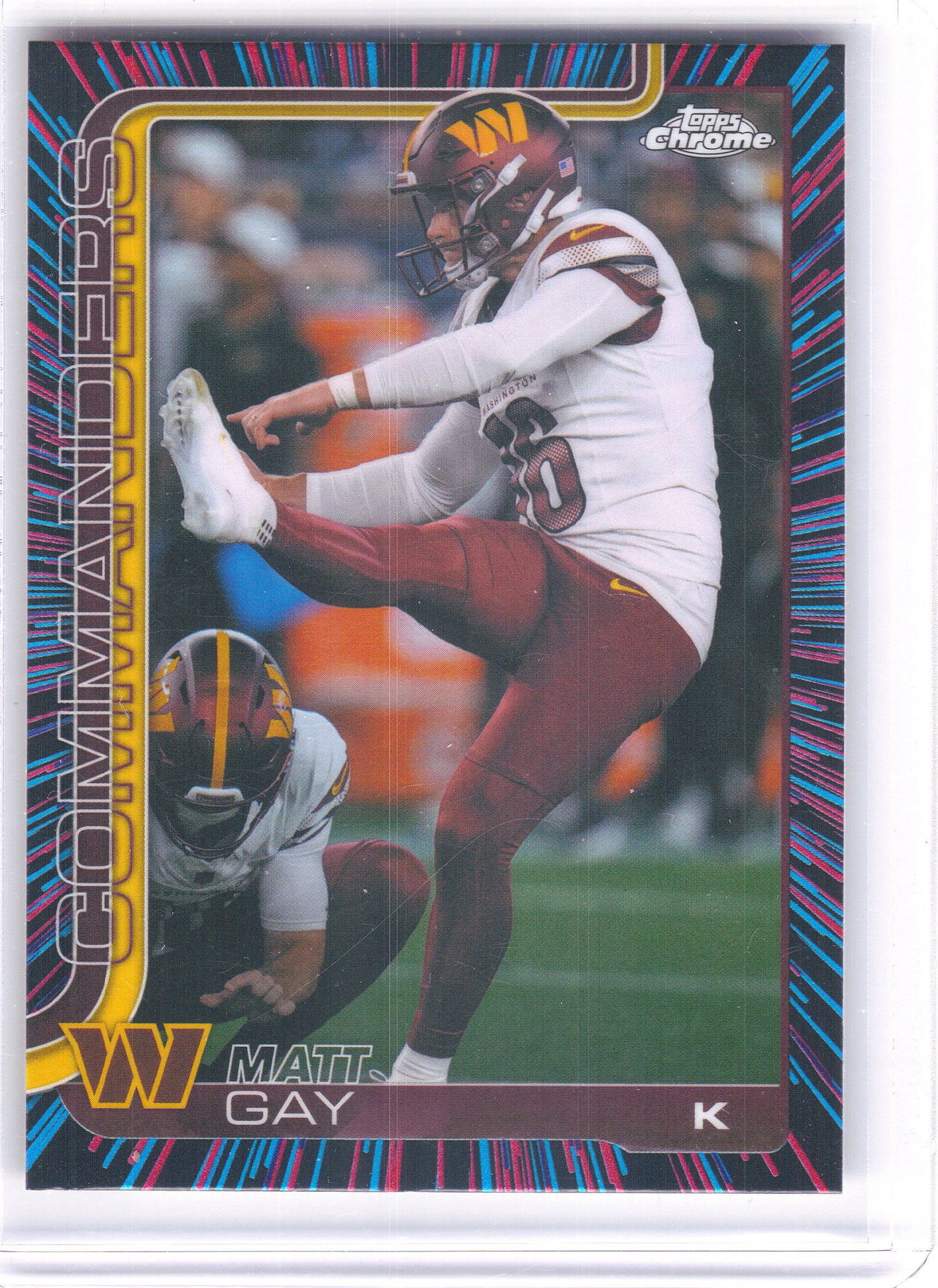 2025 Topps Chrome #300 Matt Gay Neon Pulse Refractor Washington Commanders