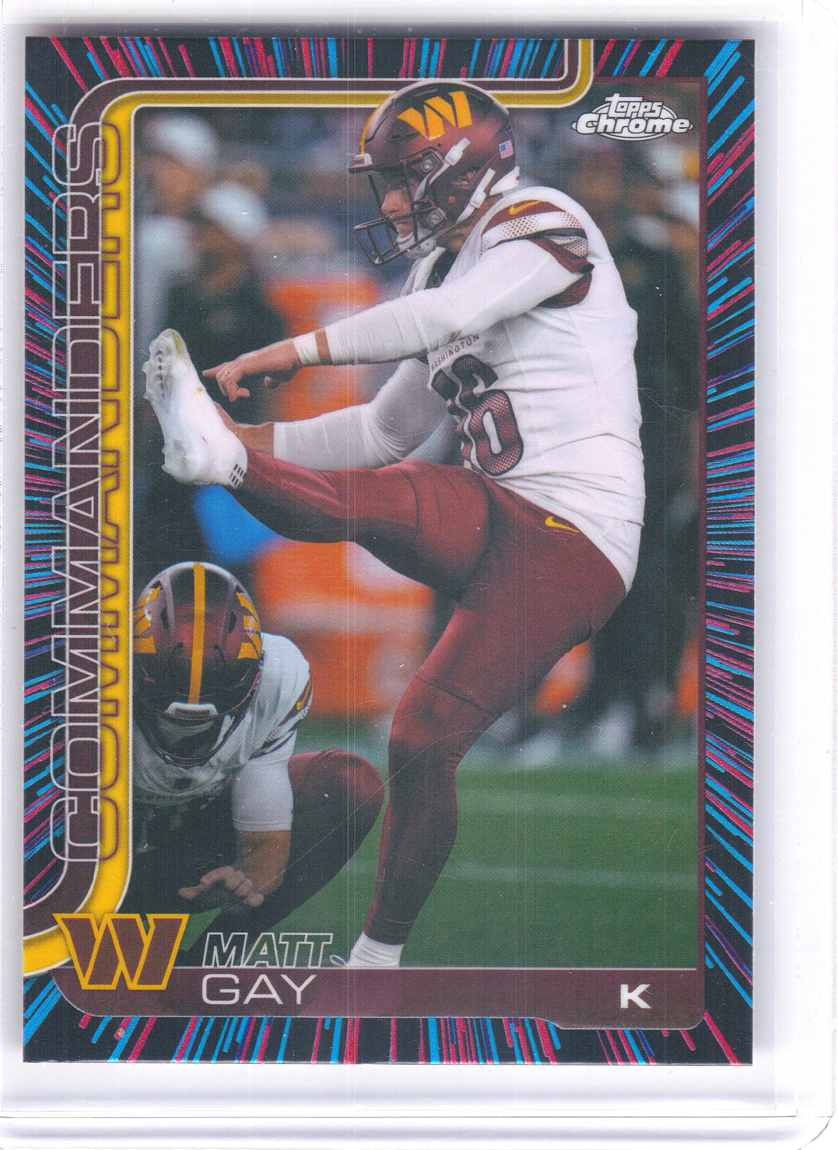 2025 Topps Chrome #300 Matt Gay Neon Pulse Refractor Washington Commanders