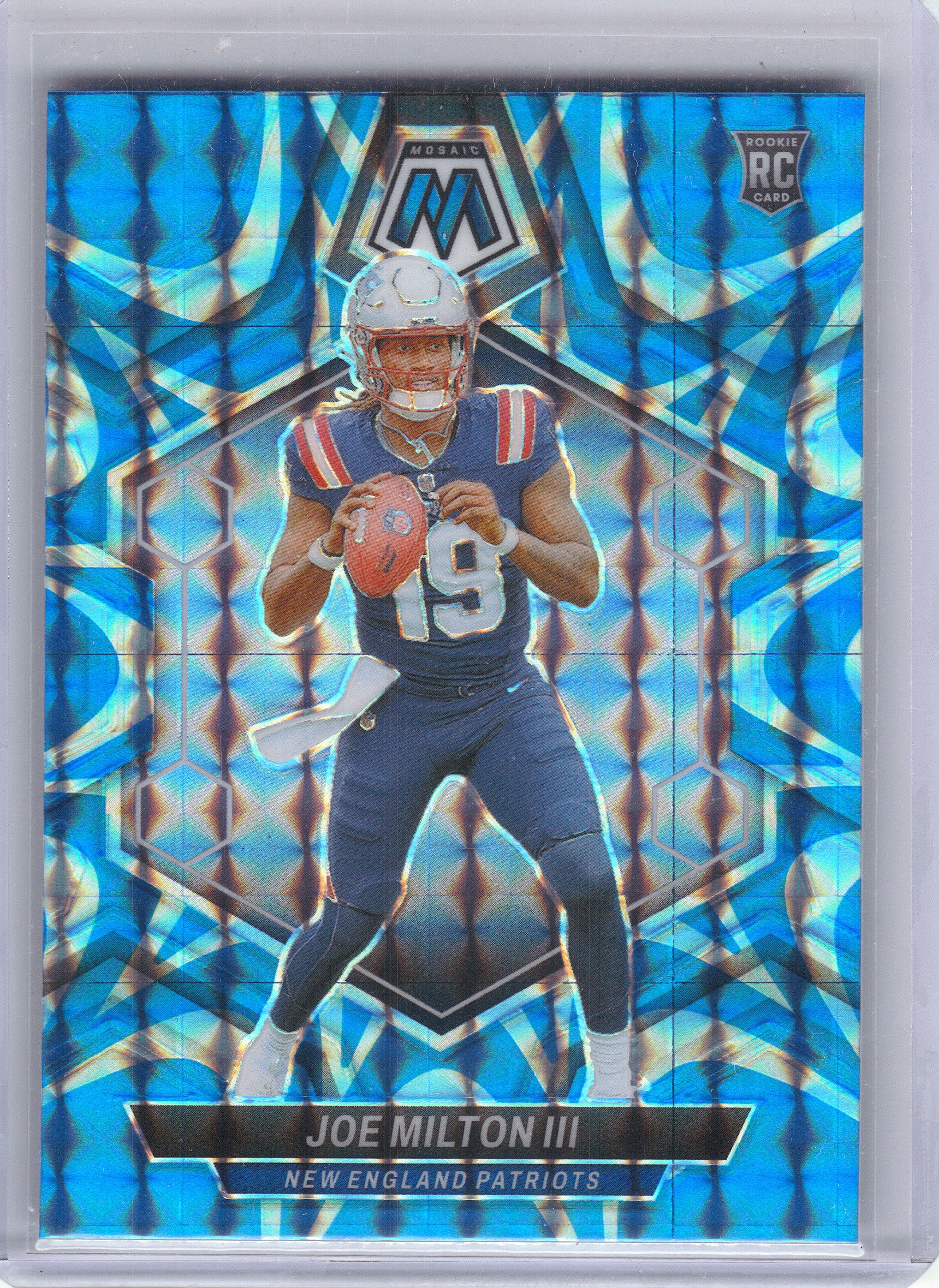 2024 Panini Mosaic #397 Joe Milton III Mosaic Reactive Blue New England Patriots