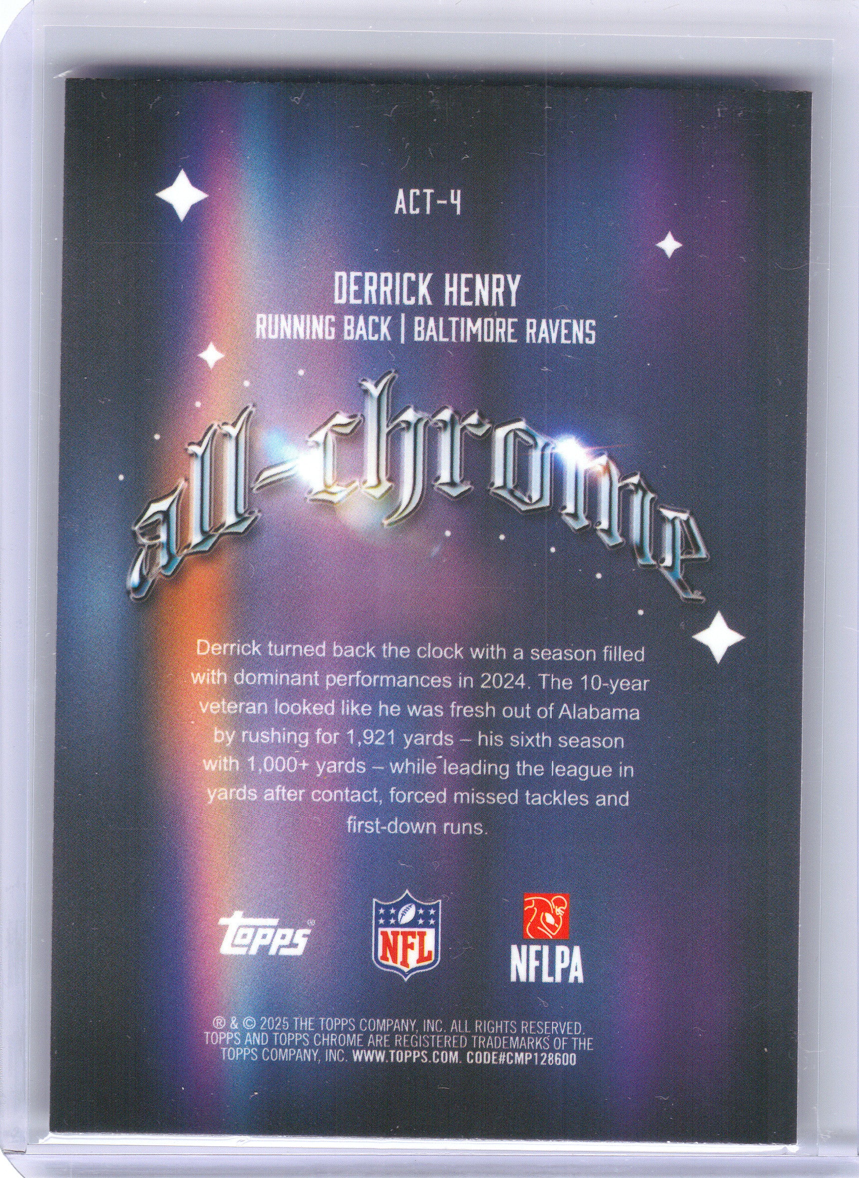 2025 Topps Chrome #ACT-4 Derrick Henry All-Chrome Team X-Fractor Baltimore Ravens