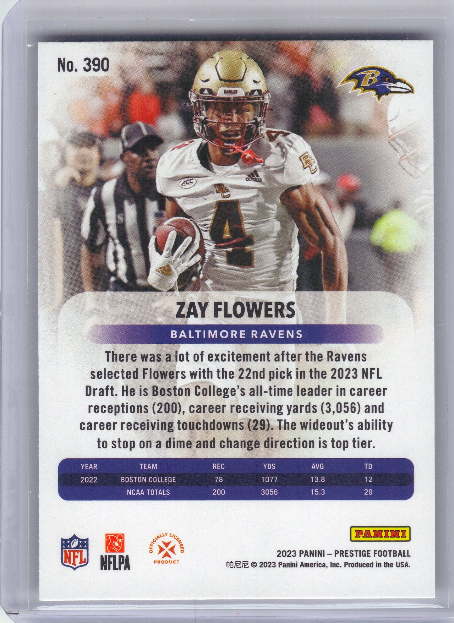 2023 Panini Prestige #390 Zay Flowers Xtra Points Diamond Baltimore Ravens RC