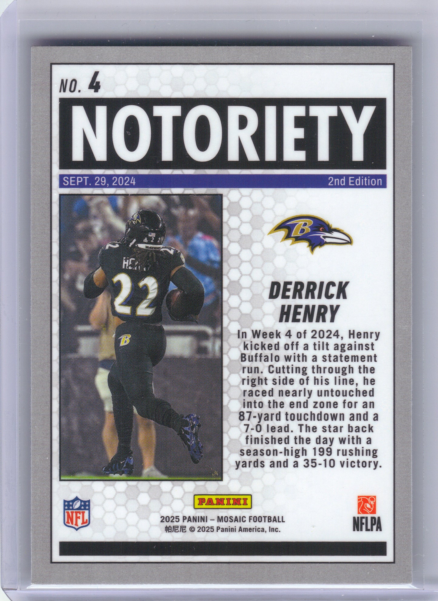 2025 Panini Mosaic #4 Derrick Henry Notoriety Baltimore Ravens