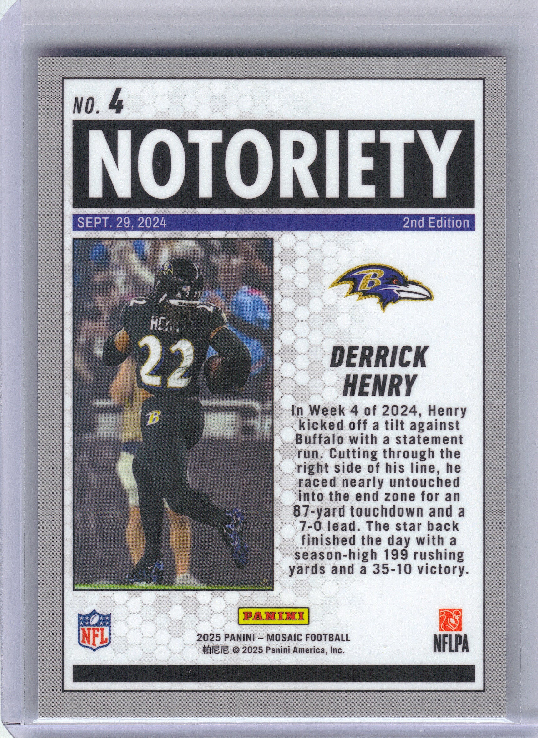 2025 Panini Mosaic #4 Derrick Henry Notoriety Baltimore Ravens