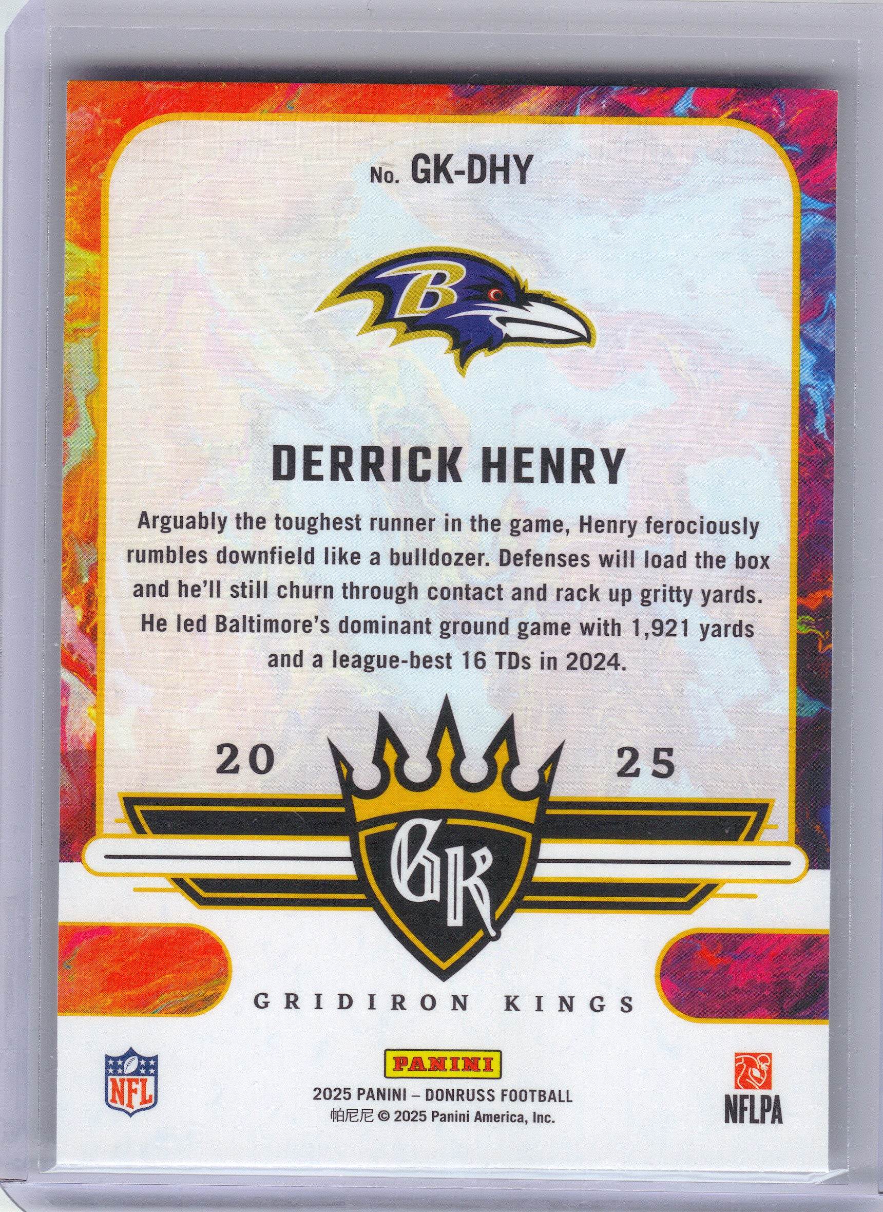 2025 Donruss #GK-DHY Derrick Henry Gridiron Kings Baltimore Ravens
