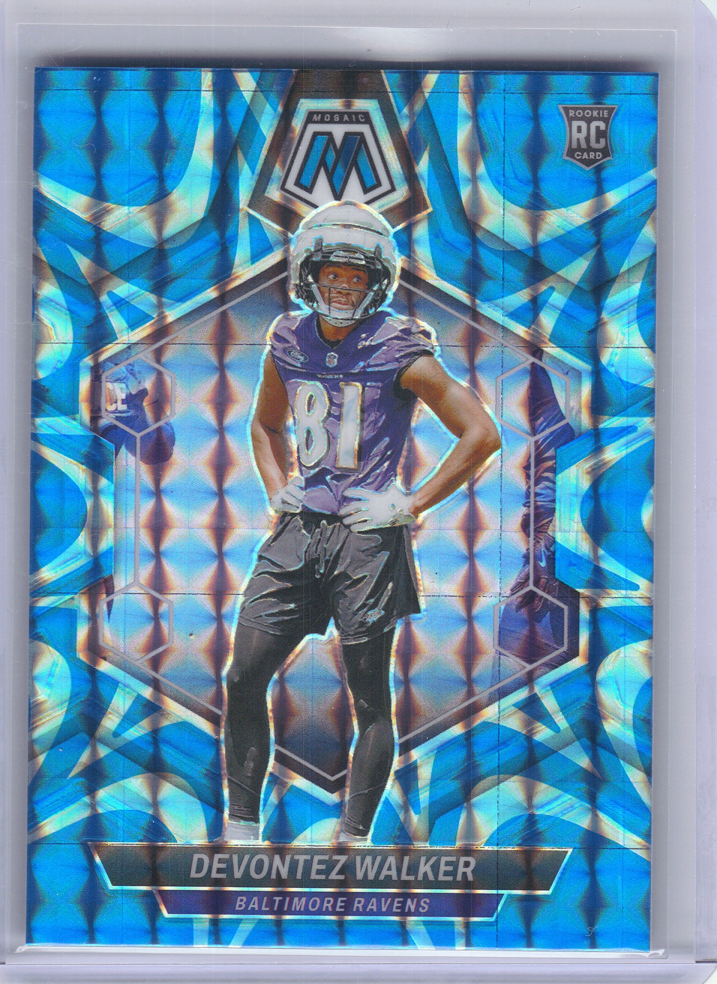 2024 Panini Mosaic #381 Devontez Walker Mosaic Reactive Blue Baltimore Ravens