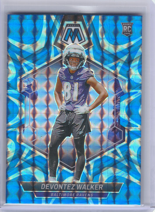 2024 Panini Mosaic #381 Devontez Walker Mosaic Reactive Blue Baltimore Ravens