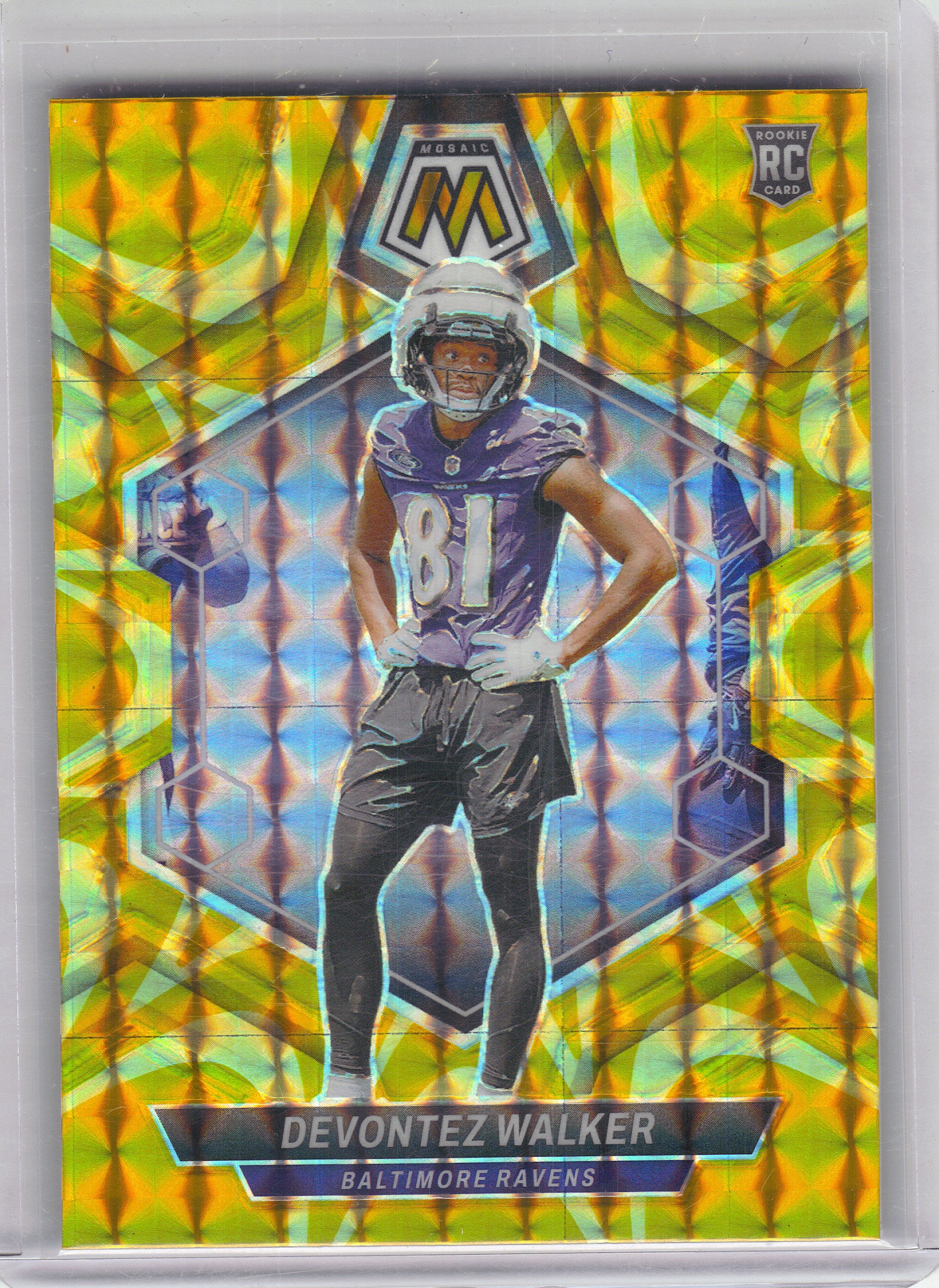 2024 Panini Mosaic #381 Devontez Walker Mosaic Reactive Yellow Baltimore Ravens