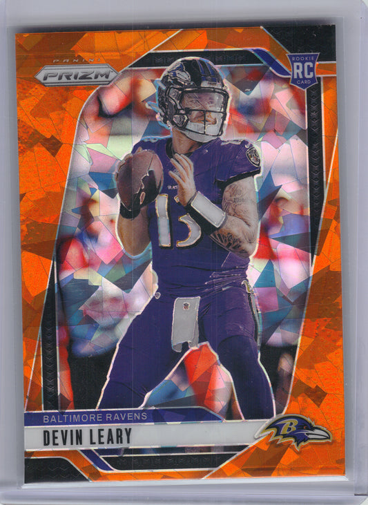 2024 Panini Prizm #327 Devin Leary Orange Ice Baltimore Ravens RC