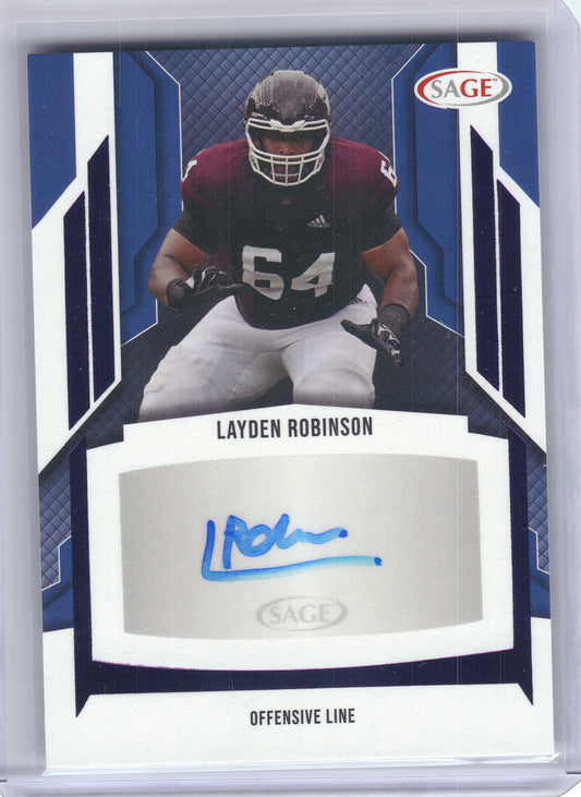 2024 SAGE HIT #A-LR Layden Robinson Autographs Silver (Low Series) Texas A&M Aggies AU