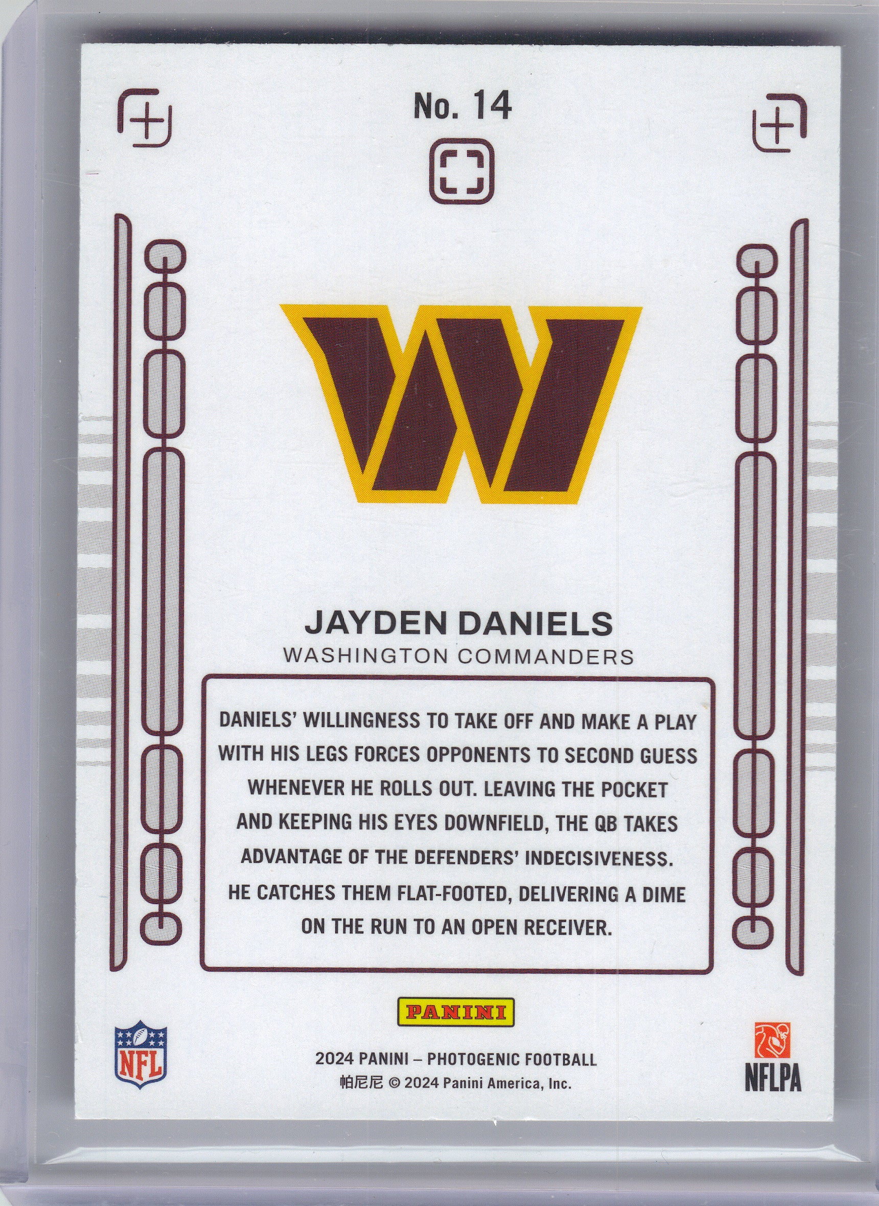 2024 Panini Photogenic #14 Jayden Daniels Rookie Pix Washington Commanders