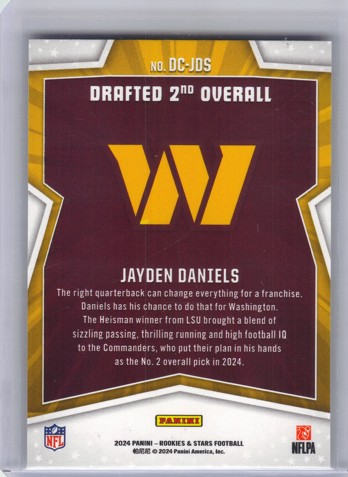 2024 Panini Rookies & Stars #DC-JDS Jayden Daniels Draft Class Washington Commanders