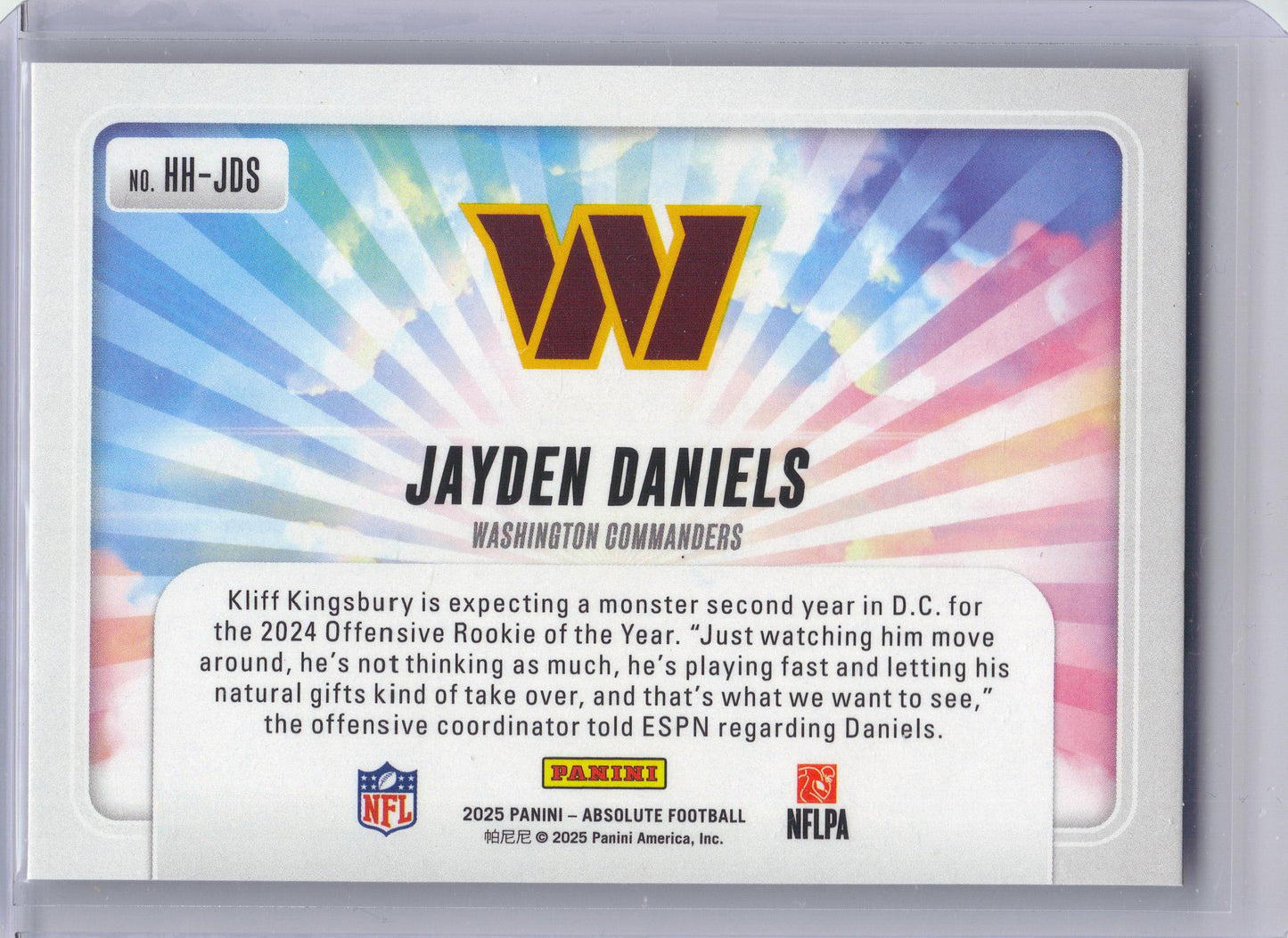 2025 Panini Absolute #HH-JDS Jayden Daniels Hog Heaven Washington Commanders