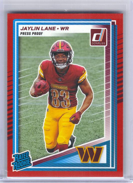 2025 Donruss #335 Jaylin Lane Press Proofs Red Washington Commanders RC
