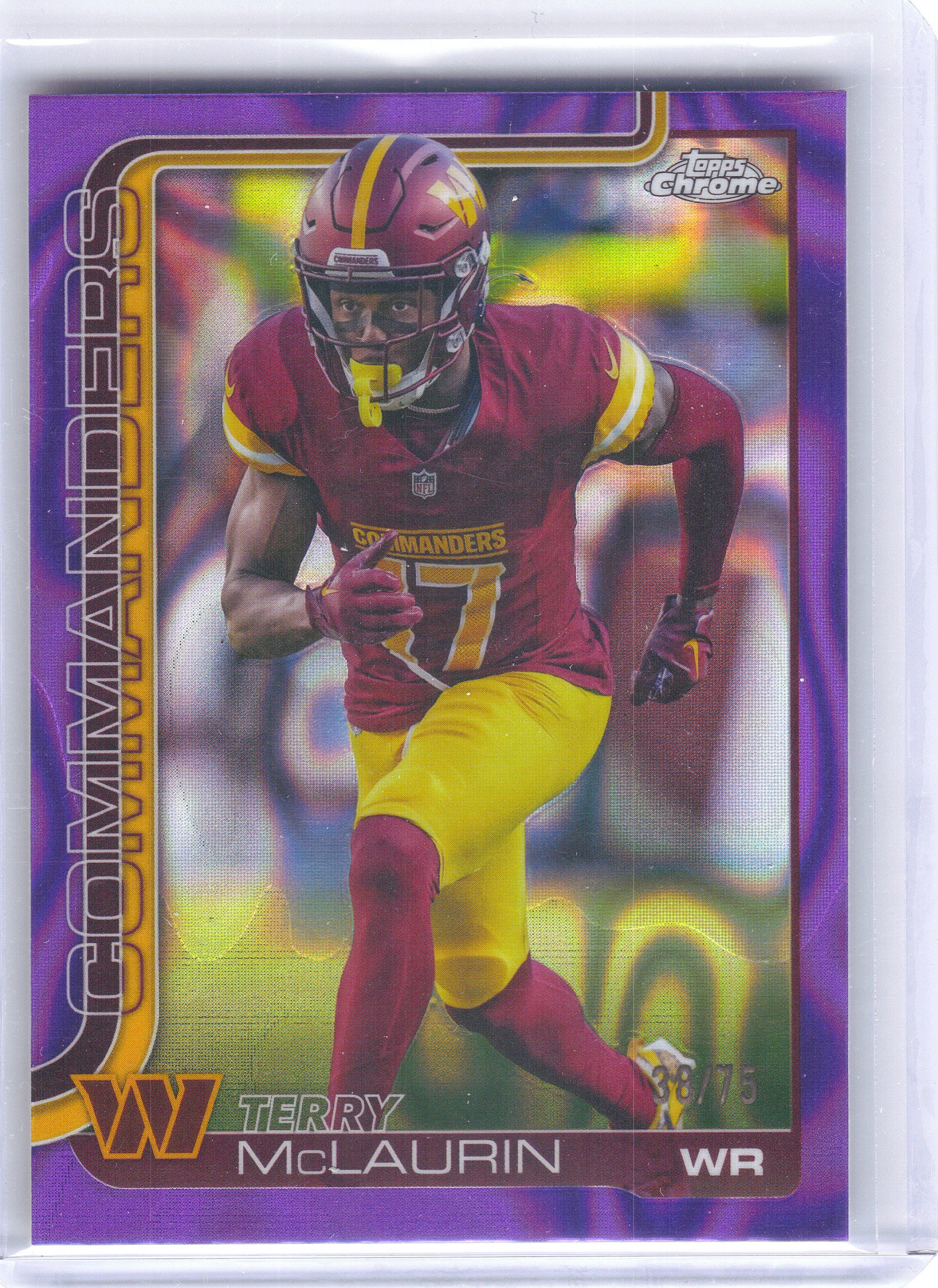 2025 Topps Chrome #208 Terry McLaurin Purple Lava #/75 Washington Commanders SN