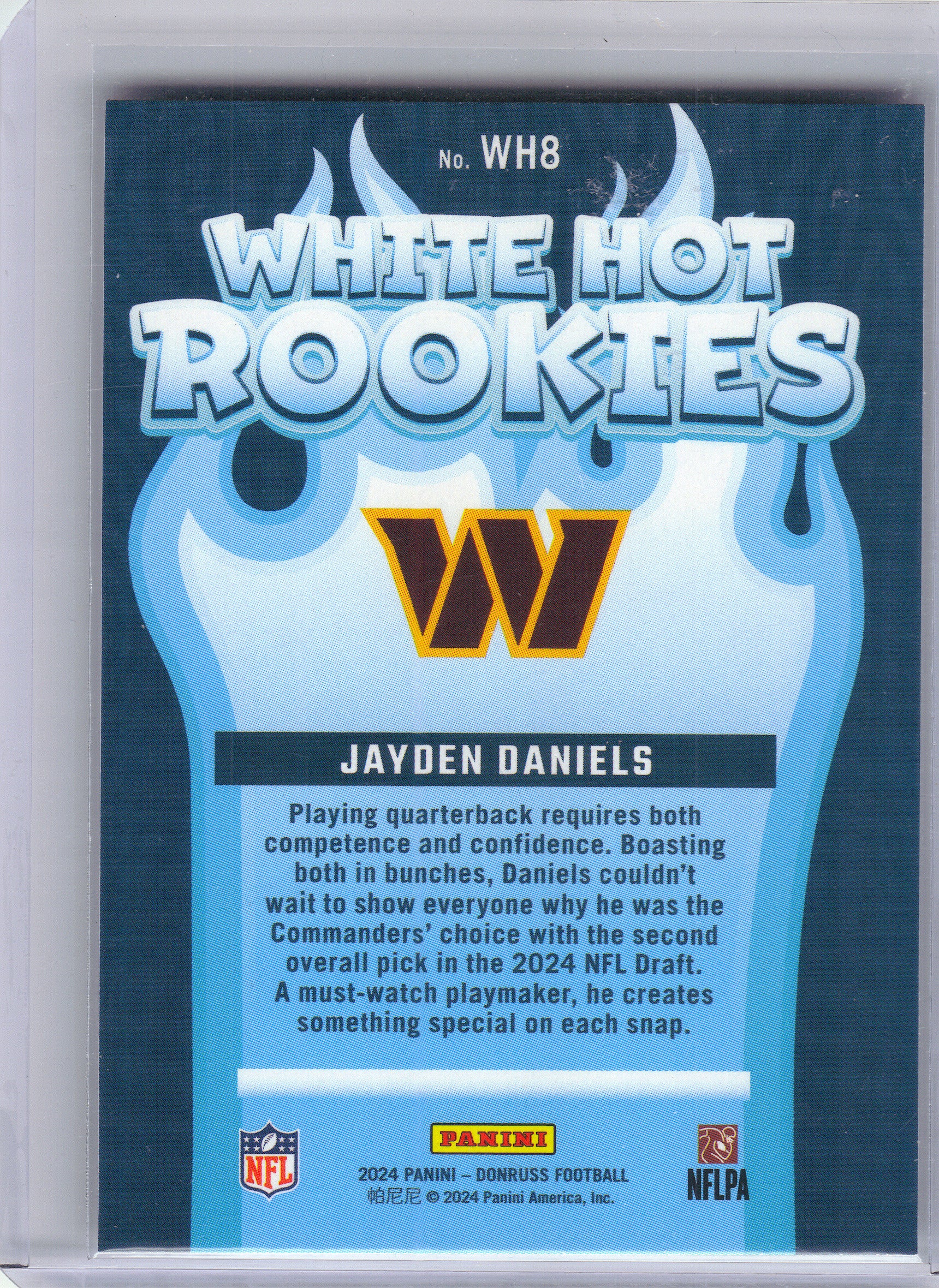 2024 Donruss #WH8 Jayden Daniels White Hot Rookies Washington Commanders
