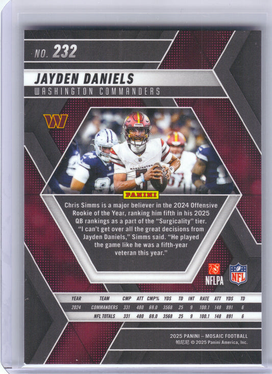 2025 Panini Mosaic #232 Jayden Daniels Washington Commanders