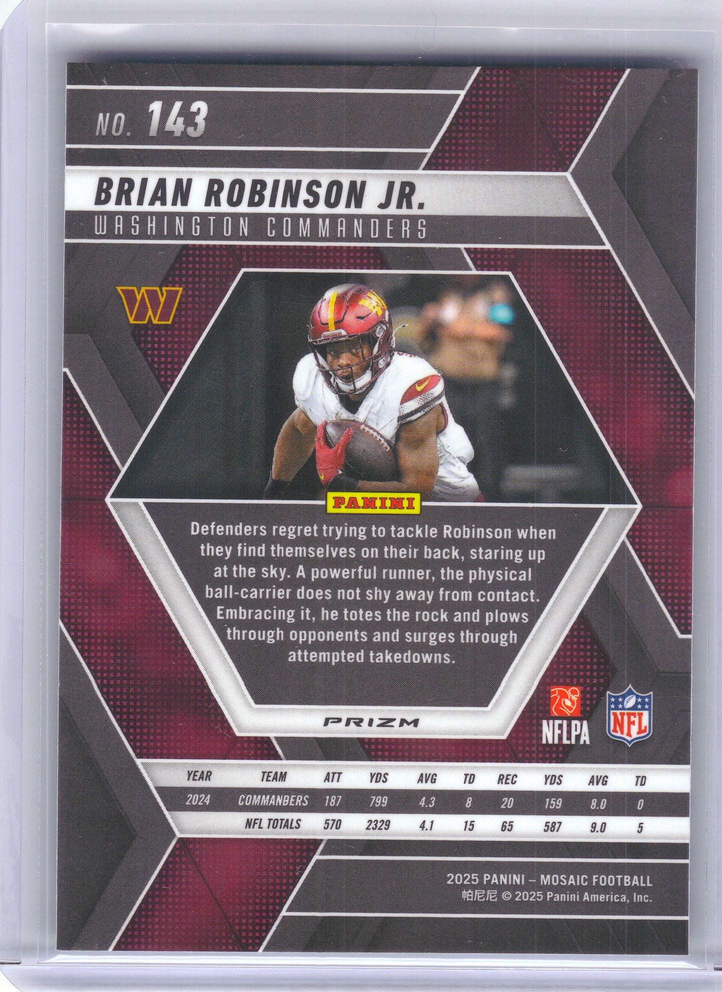 2025 Panini Mosaic #143 Brian Robinson Jr. Mosaic Green Washington Commanders