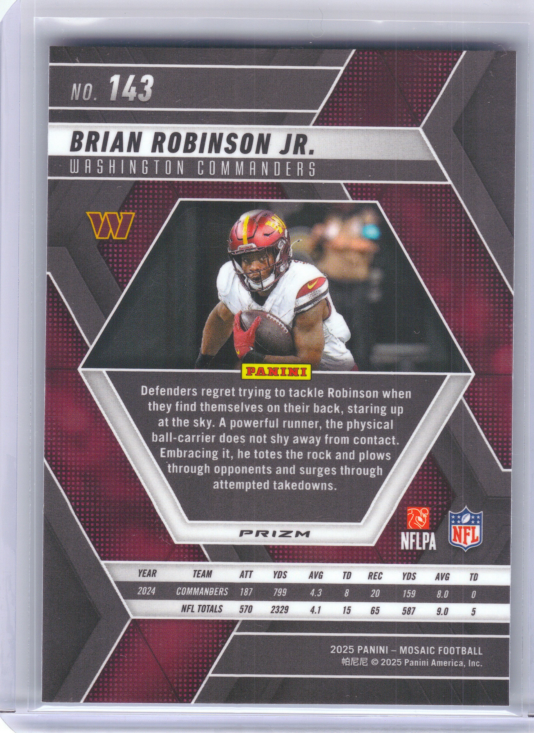 2025 Panini Mosaic #143 Brian Robinson Jr. Mosaic Green Washington Commanders
